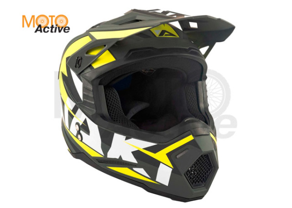 Шлем (кроссовый) Ataki JK801 Rampage, серый/желтый матовый