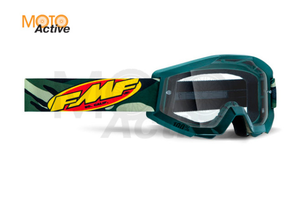 Маска кросс FMF - 100% Powercore Assault Camo с прозрачной линзой