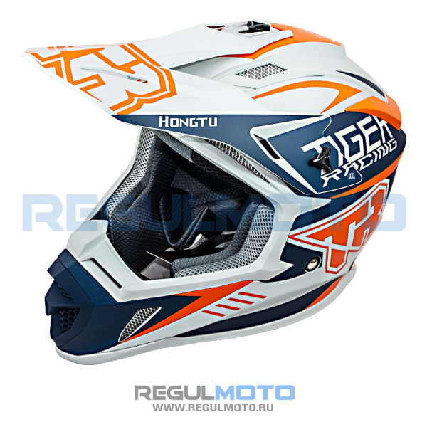 Шлем Kioshi TR кроссовый (H637) (Серый/ синий/ оранжевый)