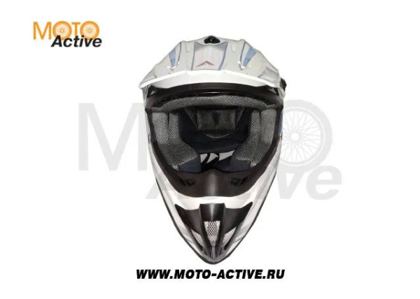 Шлем детский (кроссовый) ATAKI SC-15 Rift, синий/белый глянцевый