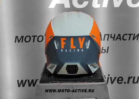 Шлем детский (кроссовый) FLY RACING KINETIC STRAIGHT EDGE, оранжевый/серый/матовый (2021)
