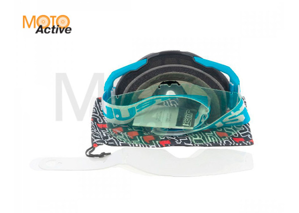 Очки для мотокросса JUST1 IRIS TRACK белый/синий тонированные