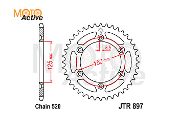Звезда ведомая JTR897.49SC Kayo K6,T6,HOLESHOT.CROSTREK  (6*150*125) 49 зуб.