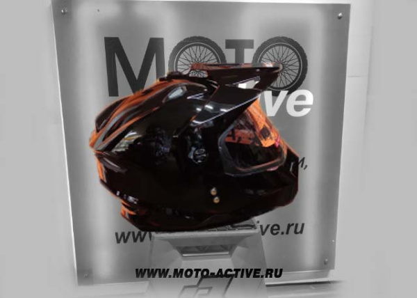 Шлем (мотард) Ataki JK802 Solid, черный глянцевый