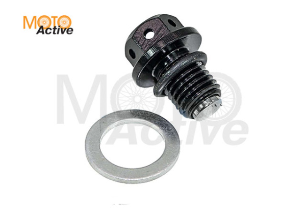 Пробка слива масла CNC с магнитом IGP М12 х1,50 (чёрный)