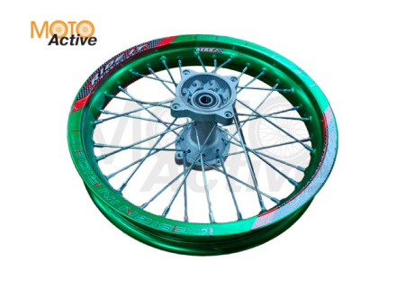 Обод задний 14" (1,85-R14 d=15mm) алюминий/зеленый