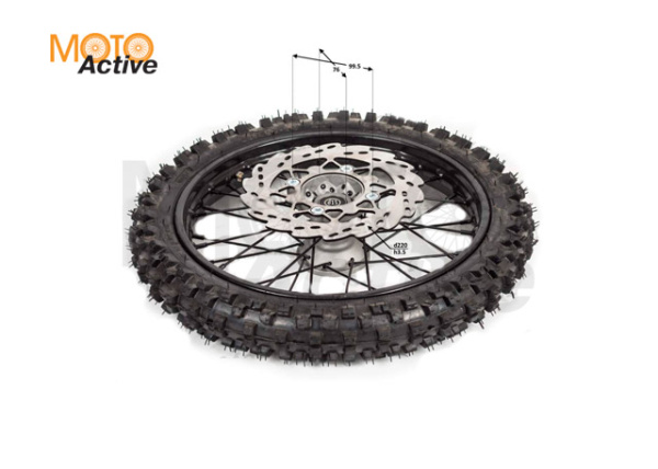 Обод передний 14" (d15mm, торм. диск 220мм) 60/100-14" сталь с резиной/черный (диск 4х99,5х76)