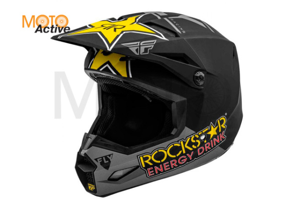 Шлем (кроссовый) FLY RACING KINETIC ROCKSTAR ECE серый/черный/желтый матовый (2020)
