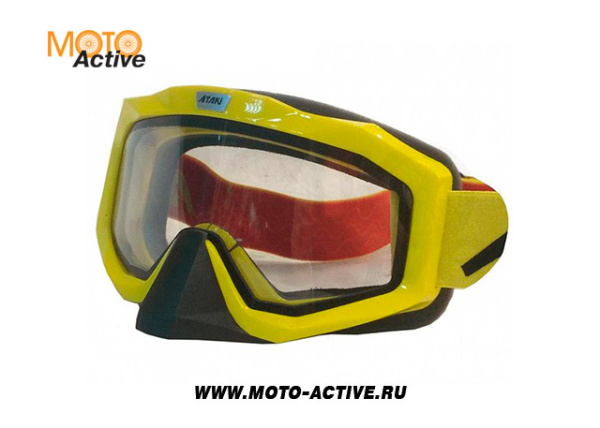 Очки мотокросс/снегоход (двойное стекло) ATAKI HB-811 желтые глянцевые