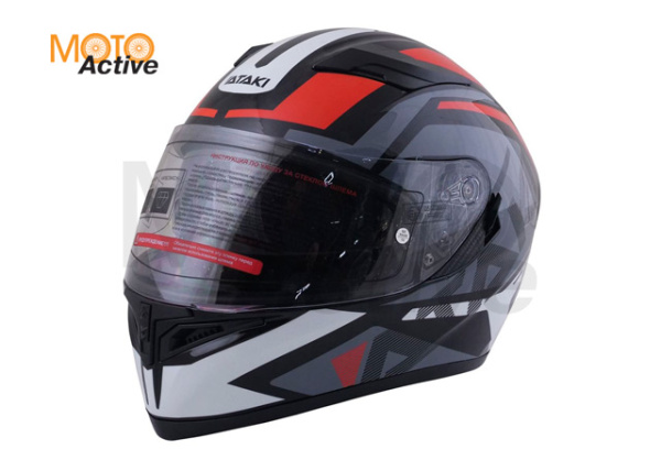 Шлем (интеграл) Ataki JK316 Route, серый/красный глянцевый