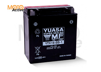 Мотоциклетная аккумуляторная батарея Yuasa Maintenance Free VRLA YTX16-BS-1(CP), 14 Ач