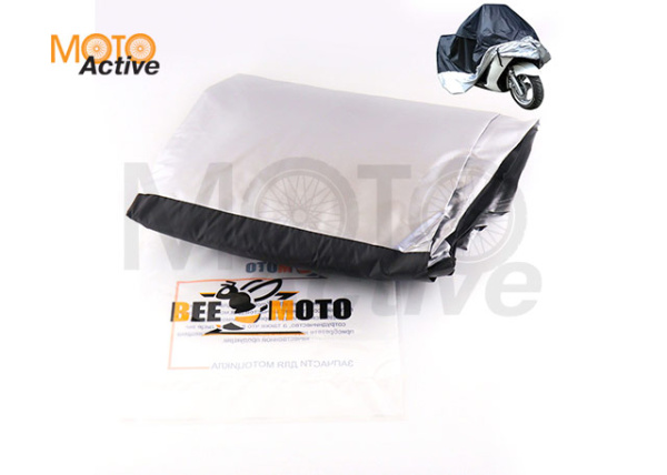 Чехол дождевик для мотоцикла и велосипеда (XXXXL-295*110*140см, черно-серый) "BEEZMOTO"
