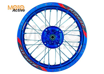 Обод задний 14" (1,85-R14 d=15mm) CNC ступица, алюминий/синий X-TECH