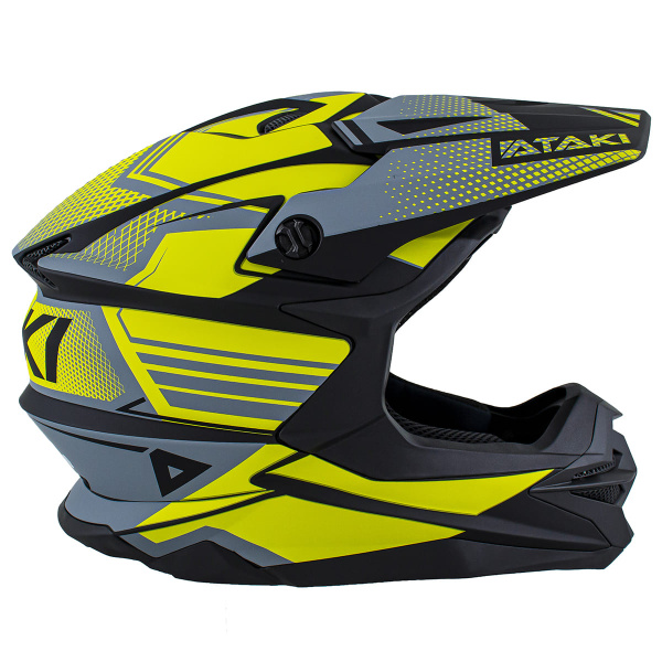 Шлем кроссовый ATAKI JK801A Legacy (Hi-Viz зеленый/серый матовый)