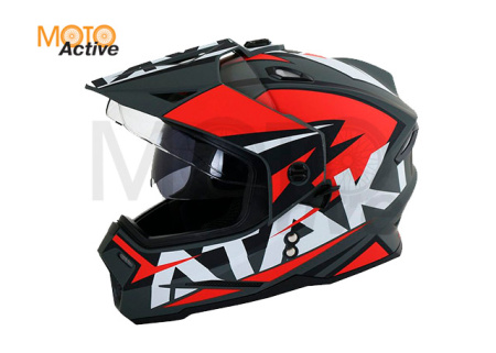 Шлем (мотард) Ataki JK802 Rampage, красный/серый матовый