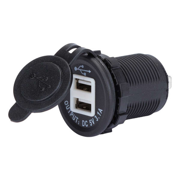 Розетка USB 3.1А круглая 2 выхода с подсветкой d22