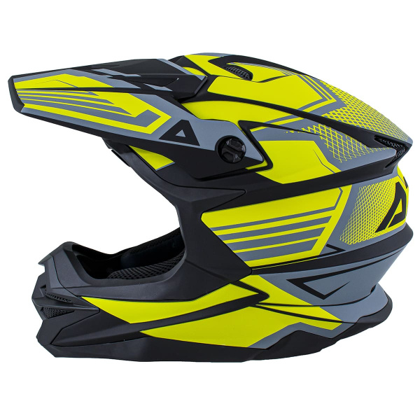 Шлем кроссовый ATAKI JK801A Legacy (Hi-Viz зеленый/серый матовый)