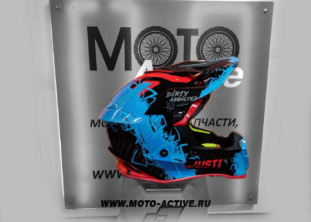 Шлем (кроссовый) JUST1 J38 MASK, синий/красный/чёрный глянцевый (2021)