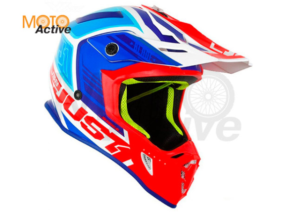 Шлем (кроссовый) JUST1 J38 BLADE, синий/красный/белый глянцевый