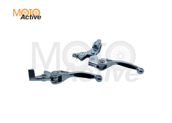 Рычаги тормоза сцепления складные с силиконовыми накладками в сборе питбайк SM-PARTS черные