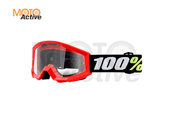Очки детские 100% Strata Mini Goggle Red / Clear Lens