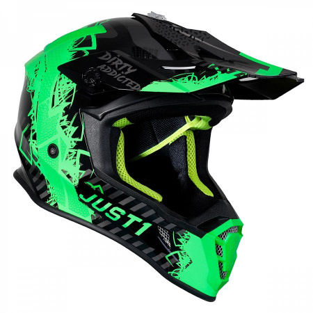 Шлем (кроссовый) JUST1 J38 MASK Hi-Vis, зеленый/серый/черный