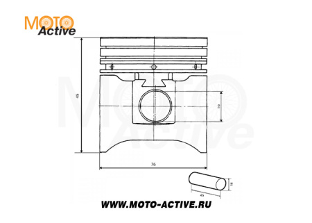 Поршень d-77 p-16 KAYO 4T двиг. ZS NC250S (вод.охл.) в сборе CN