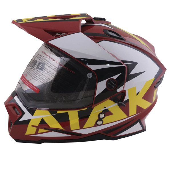 Шлем (мотард) Ataki JK802 Rampage, коричневый/желтый глянцевый
