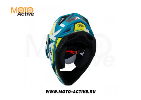 Шлем (мотард) Ataki JK802 Rampage, синий/Hi-Vis желтый глянцевый