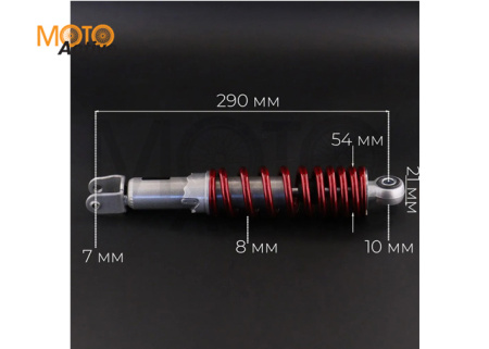 Амортизатор AD100, AXIS, BW'S, JOG90 295mm, регулируемый (красный металлик) "NDT"