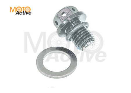 Пробка слива масла CNC с магнитом IGP М12 х1,50 (серебро)