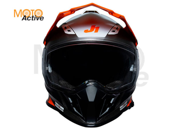 Шлем мотард JUST1 J34 PRO OuterSpace (черный/титановый/оранжевый матовый)