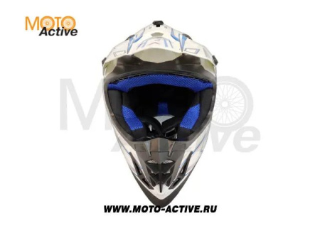 Шлем (кроссовый) ATAKI SC-16 Rift, синий/белый глянцевый