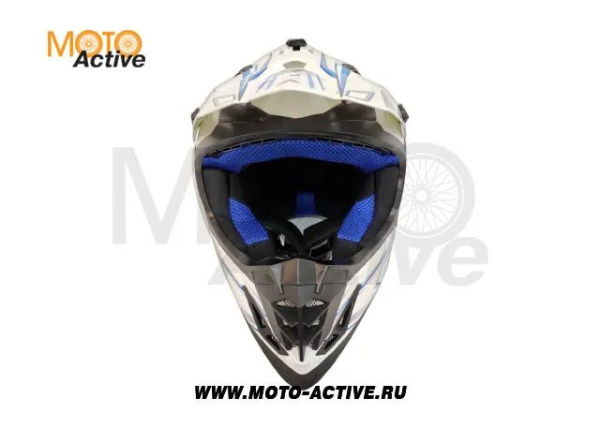 Шлем (кроссовый) ATAKI SC-16 Rift, синий/белый глянцевый