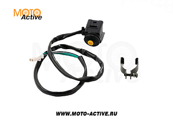 Кнопка стартера с креплением на руль круглая (желтая) SM-PARTS