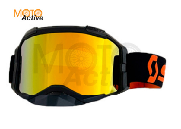 Очки Scott (черно-оранжевые с золотой линзой)