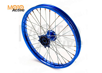 Обод передний 21" (1,60-R21 d=15mm) CNC ступица, алюминий/синий X-TECH (6x116x100)