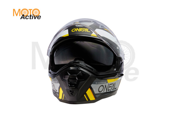 Шлем кроссовый со стеклом O'NEAL D-SRS Solid V24, желтый/черный