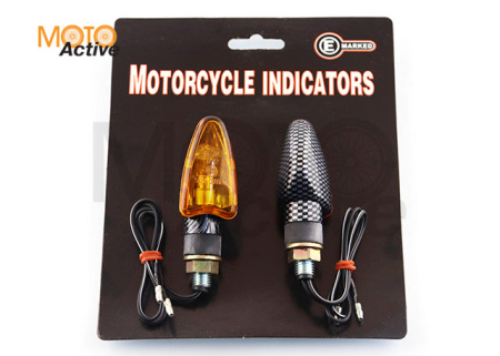 Повороты мини (пара) стреловидные (карбон, желтое стекло) "E-MARKED"