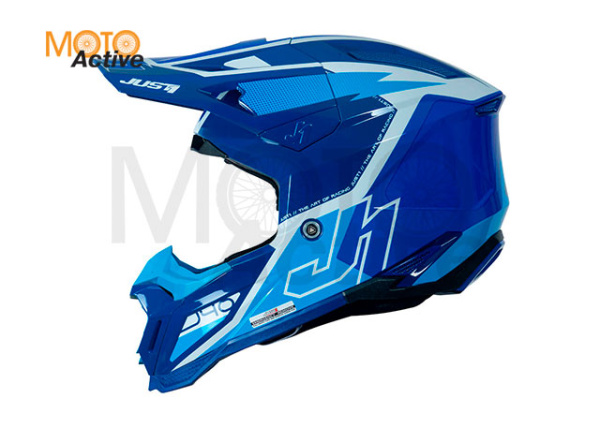 Шлем кроссовый JUST1 J40 FLASH (синий/белый матовый)