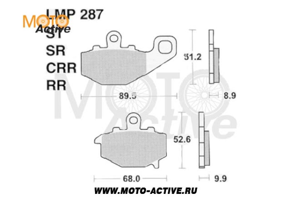 Тормозные колодки AP Racing LMP287 ST (FDB2012 / FA192) для ZZR400 задн