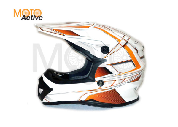 Шлем детский (кроссовый) ATAKI SC-15 Rift, оранжевый/белый глянцевый