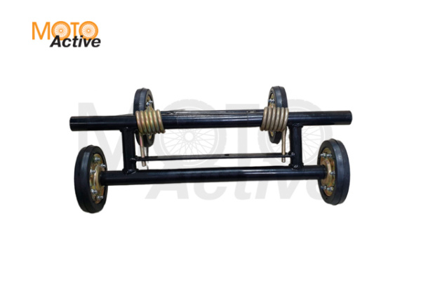 Тележка, 2 пружины 7 мм, 488мм, с сальниками, колеса металл, окрашен RAL 9005