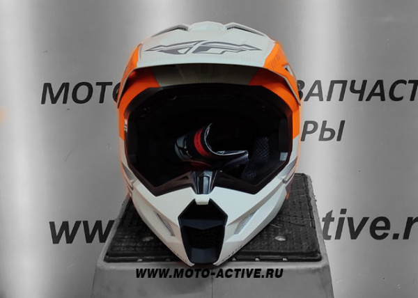 Шлем детский (кроссовый) FLY RACING KINETIC STRAIGHT EDGE, оранжевый/серый/матовый (2021)