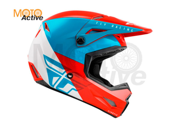 Шлем (кроссовый) FLY RACING KINETIC STRAIGHT EDGE, красный/белый/синий (2021)