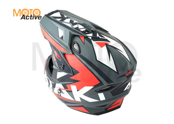 Шлем (кроссовый) Ataki JK801 Rampage, красный/серый матовый