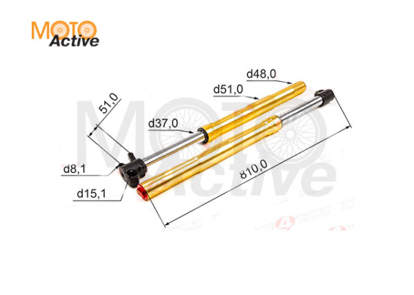 Амортизатор L=810 передний d48x51 (перья, компл.)