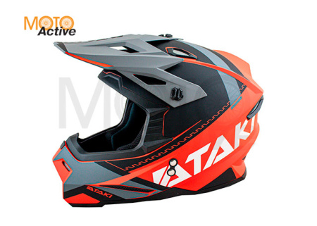 Шлем кроссовый Ataki JK801 Valor (красный/серый матовый)