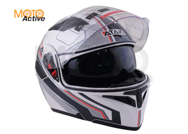 Шлем (модуляр) Ataki JK902 Shape, белый/серый глянцевый