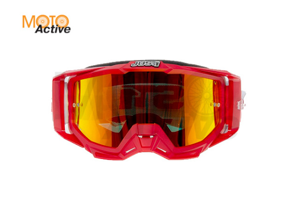 Очки для мотокросса JUST1 IRIS TRACK красный/белый с красной линзой